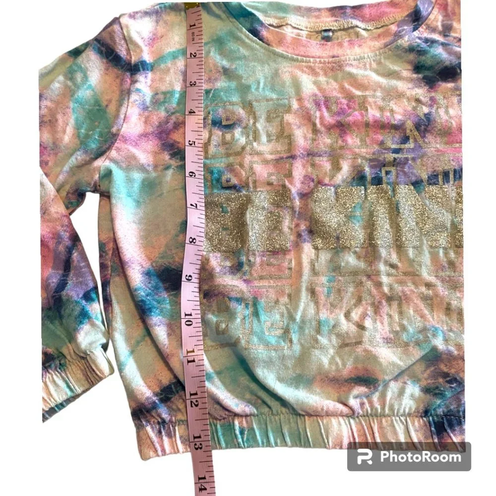 Girls First girl's long sleeve Be Kind Tie‎ Dye shirt sz 5